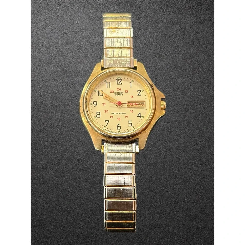 Citizen 6000-S27182 Ladies Watch Gold Tone Military Dial FOR PARTS REPAIR